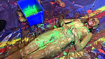 Fitness Babe Teases And Plays With Messy Slime