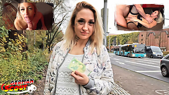 Die Freundin Des Deutschen Pfadfinders, Gina, Wird Auf Der Straße Dazu Gebracht, Einen Großen Schwanz Zu Lutschen