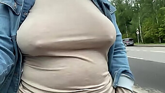 Wife Flashing Her Saggy Boobs In Public