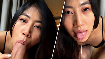 Brunette Asian Takes Cum In Her Mouth In Pov 4k