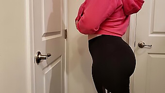 Chubby Blonde In Yoga Pants And Lingerie